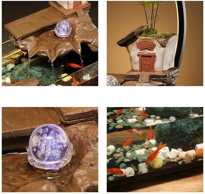 GUERNSEY Tabletop Fountain Tabletop Fountain Rockery Circulating Water Flow Device Ceramic Fish Tank Landscape Office Desktop Ornaments Decoration Indoor Fountain