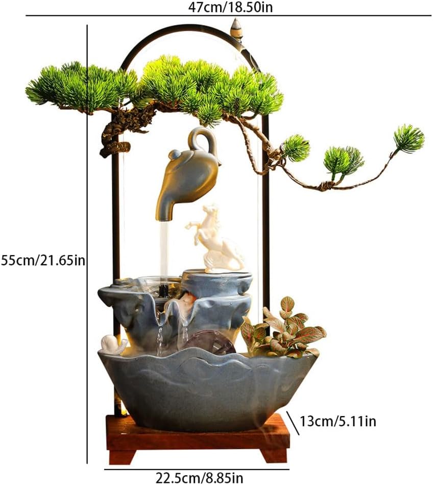 GUERNSEY Tabletop Fountain Chinese Style Flowing Water Rockery Fountain Living Room Office Decoration Study Desk Fountain Decoration Indoor Fountain