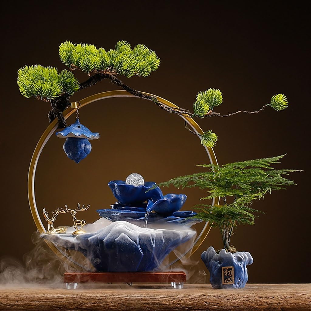 GUERNSEY Tabletop Fountain Creative Water Fountain Ornaments Office Circulating Water Desktop Fountain Coffee Table Desktop Ornaments Indoor Waterfall Feature Indoor Fountain