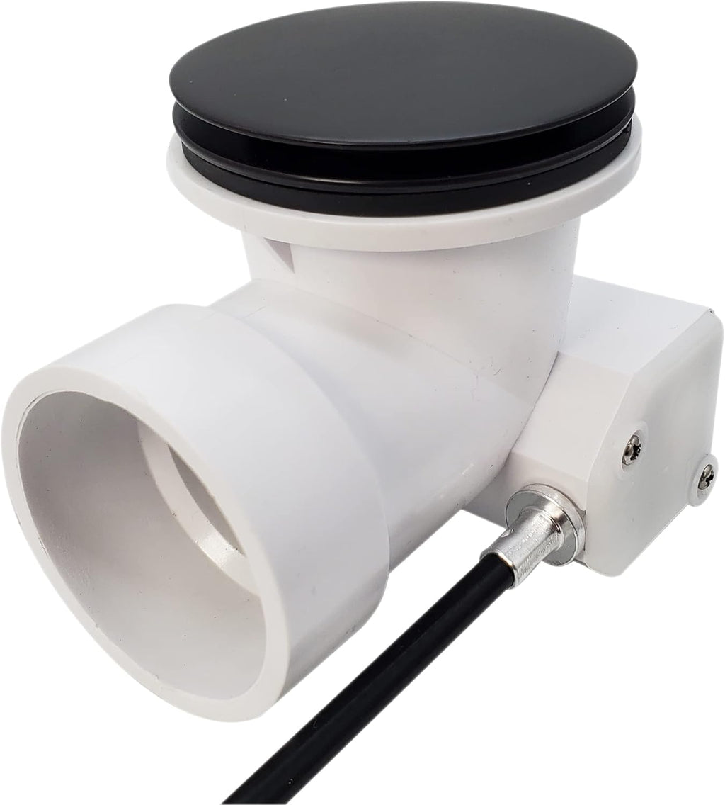 Westbrass A50P35BJ-62 1-1/2' Sch. 40 PVC 35' Cable Driven Bath Waste Kit with Ball Joint Head and Brass Trim Drain Kit, Matte Black