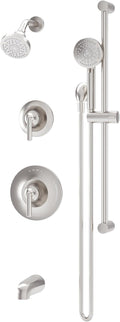 Symmons Birch HydroMersion Double Handle Tub and Shower Trim Kit with Hand Spray in Satin Nickel (Valve Not Included) - 5996STN15TRM
