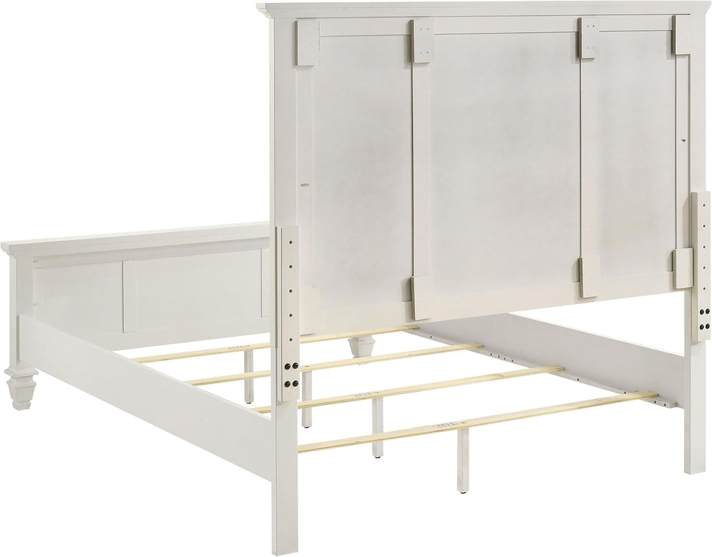 Coaster Home Furnishings Sandy Beach Coastal 4-Piece Bedroom Set Queen Size Panel Bed Frame 63-inch Headboard Cream White 201301Q-S4