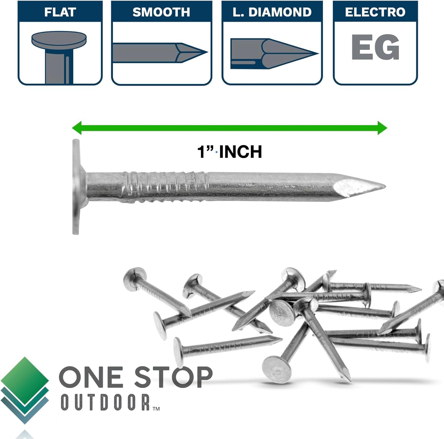 1-Inch Galvanized Roofing Nails Professional Grade - Used to fasten roofing felt, asphalt singles & insulation board (13850)
