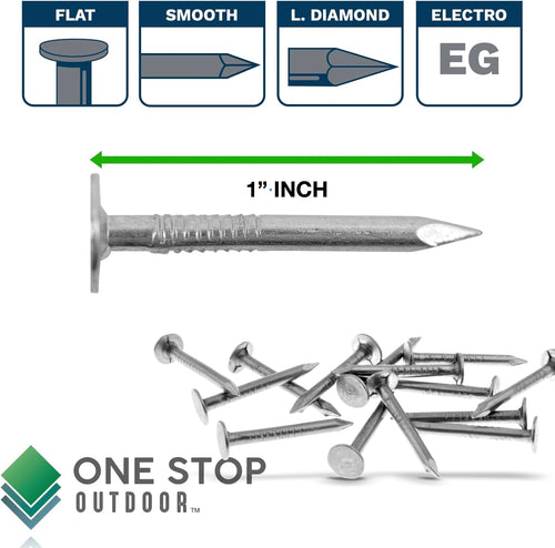 1-Inch Galvanized Roofing Nails Professional Grade - Used to fasten roofing felt, asphalt singles & insulation board (13850)