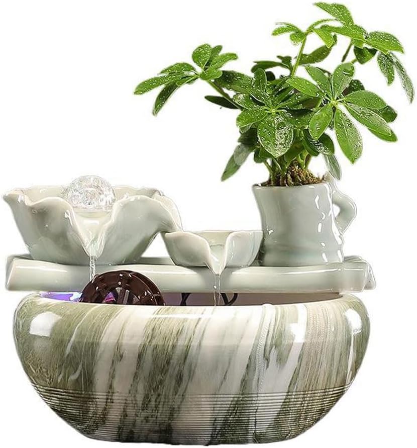 GUERNSEY Tabletop Fountain Desktop Ornaments Circulating Water Ornaments Fish Tank Living Room Office Desktop Fountain Decoration Office Indoor Fountain