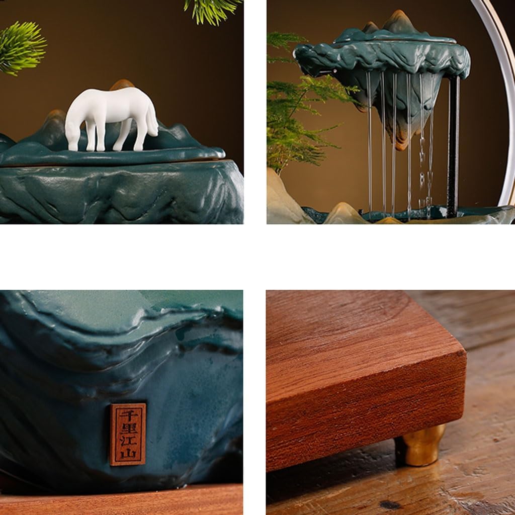GUERNSEY Tabletop Fountain Chinese Creative Rockery and Flowing Water Ornaments Home Living Room Desktop Circulating Water Fountain Ornaments Indoor Waterfall Feature Indoor Fountain