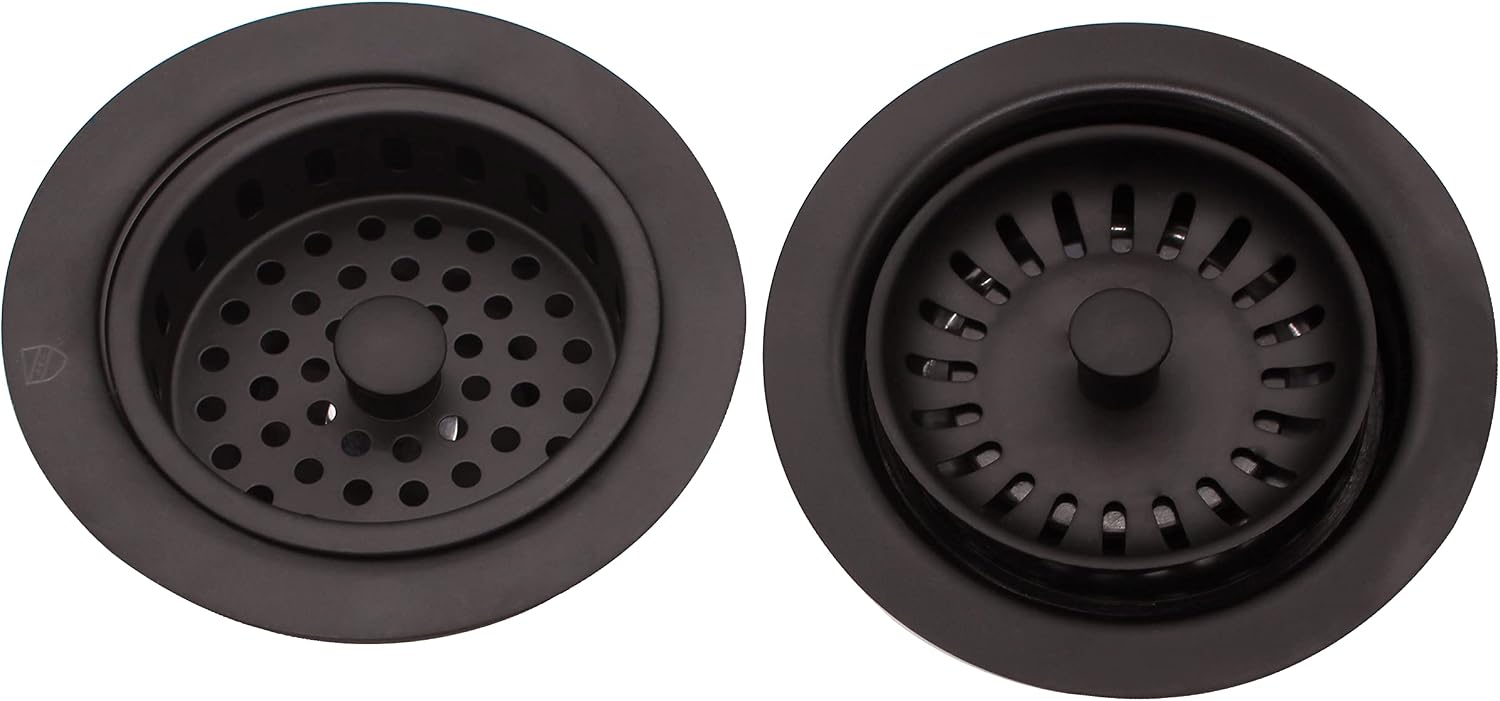 Westbrass CO2165S-12 COMBO PACK 3-1/2' Post Style Large Kitchen Sink Basket Strainer and Waste Disposal Drain Flange with Basket Strainer, Oil Rubbed Bronze