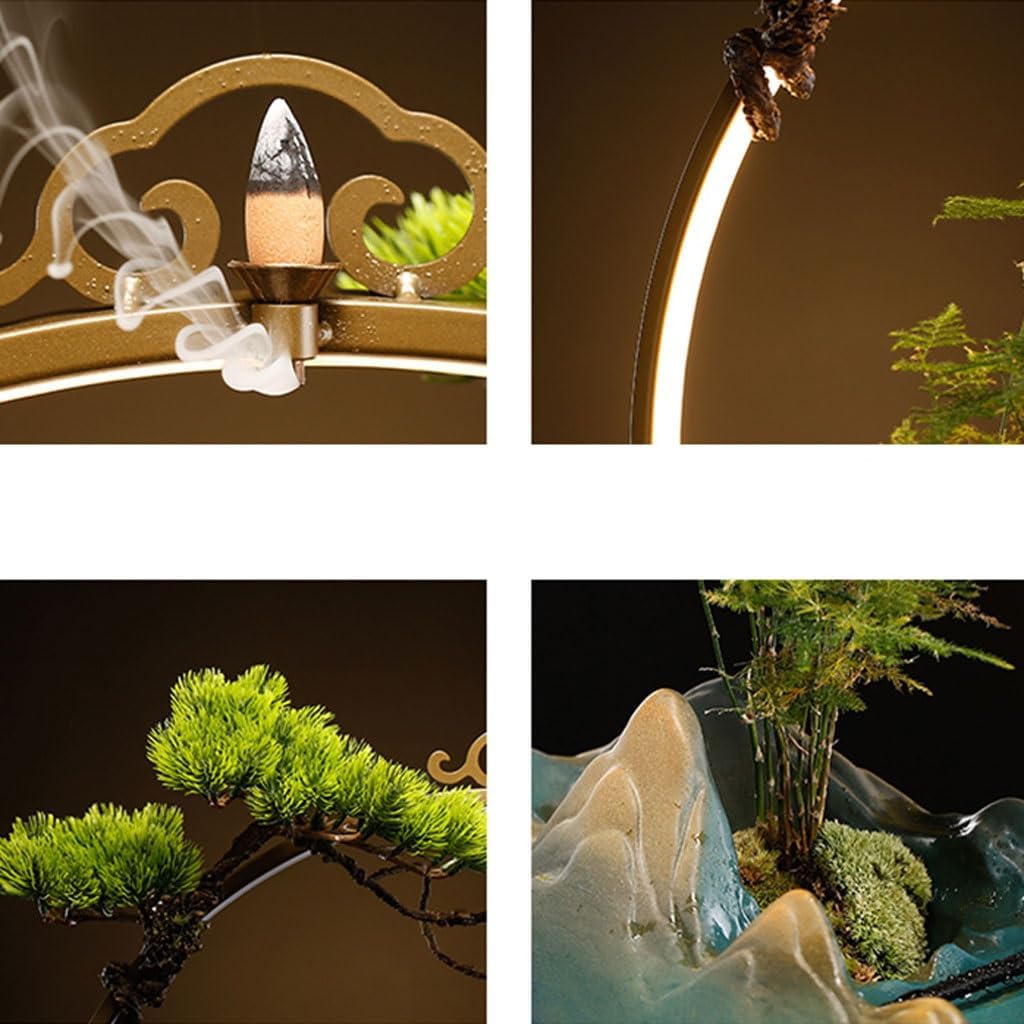 GUERNSEY Tabletop Fountain Chinese Creative Rockery and Flowing Water Ornaments Home Living Room Desktop Circulating Water Fountain Ornaments Indoor Waterfall Feature Indoor Fountain