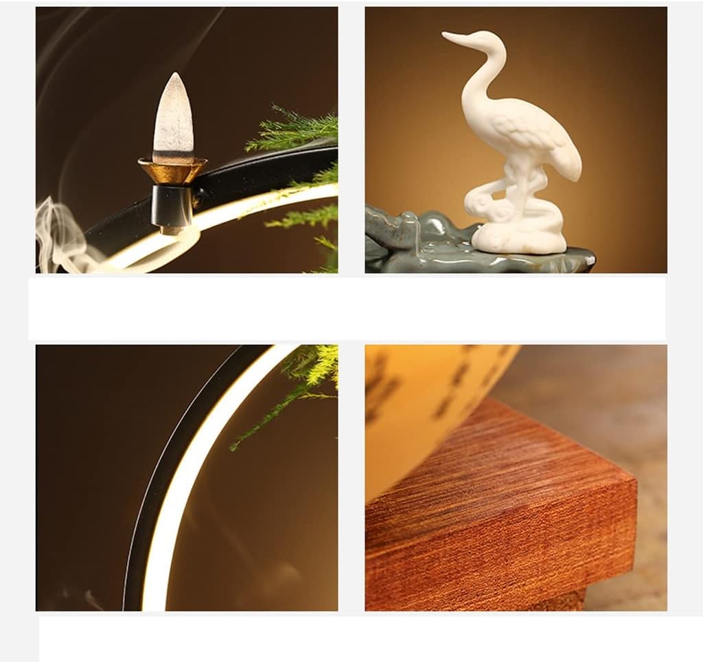 HIHELO Desktop Fountain Tabletop Fountain Chinese Ceramic Water Fountain Office Desktop Decoration Ornament Desktop Circulating Water Fountain Water Fountain Outdoor (Color : A)
