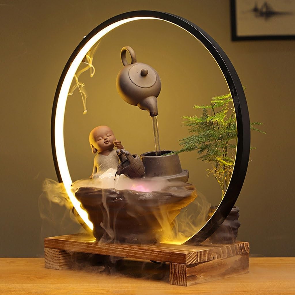 GUERNSEY Tabletop Fountain Home Desktop Water Fountain Atomization Office Porch Living Room Backflow Incense Burner Desktop Water Indoor Fountain