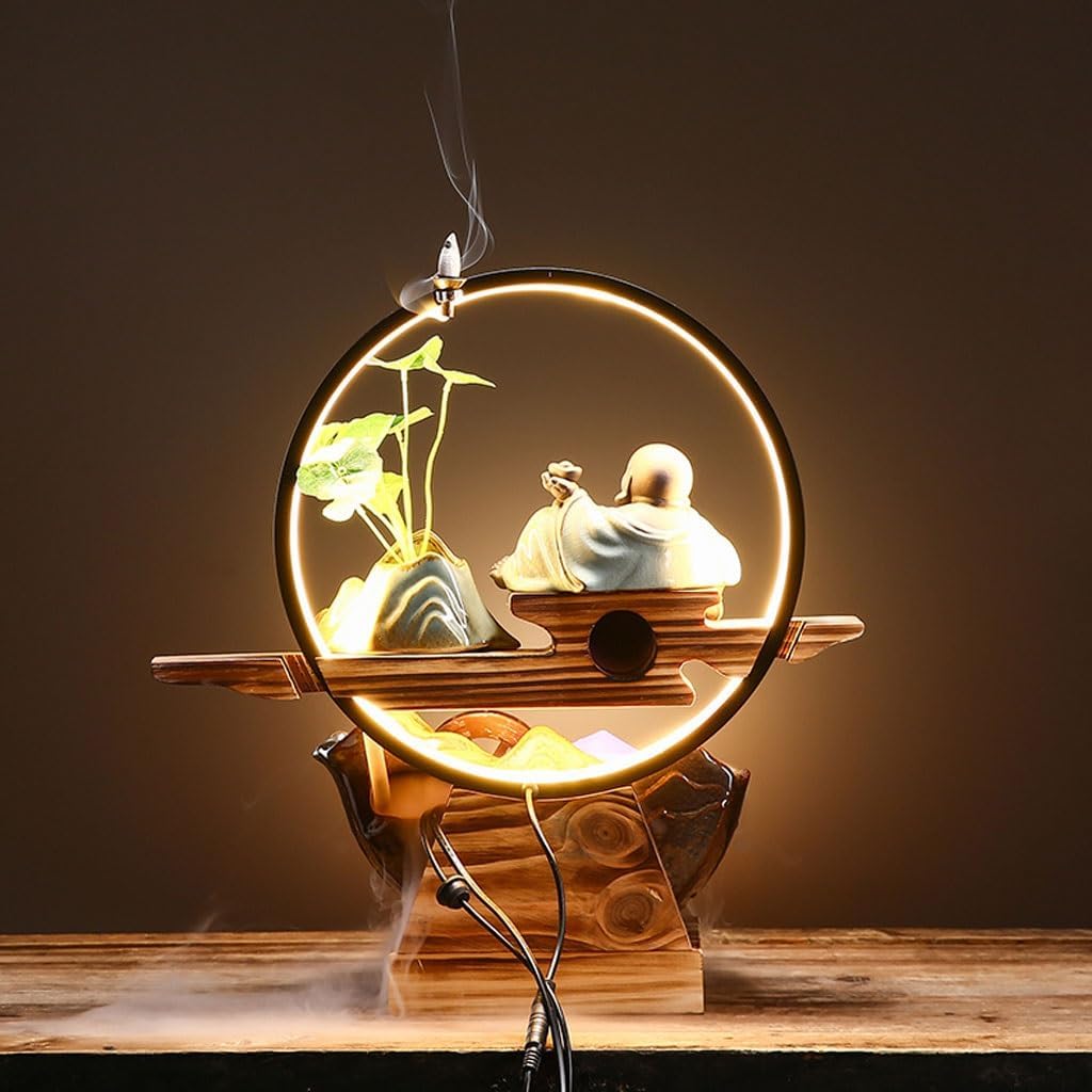 GUERNSEY Tabletop Fountain Creative Home Living Room Desktop Landscape Fountain Office Desktop Water Flow Device Fish Tank Decoration Indoor Fountain