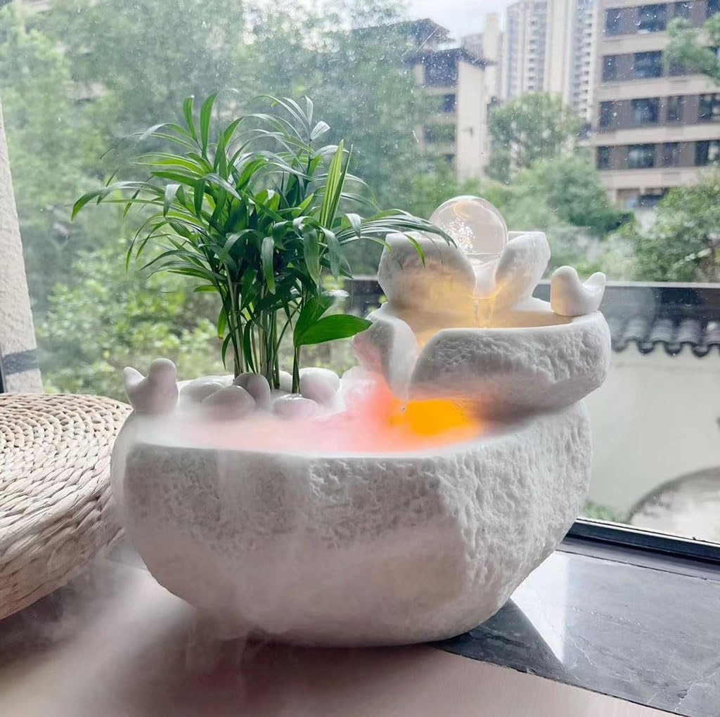 GUERNSEY Tabletop Fountain Desktop Water Humidification Bonsai Desktop Fountain Home Desk Study Coffee Table Desktop Fountain Indoor Fountain