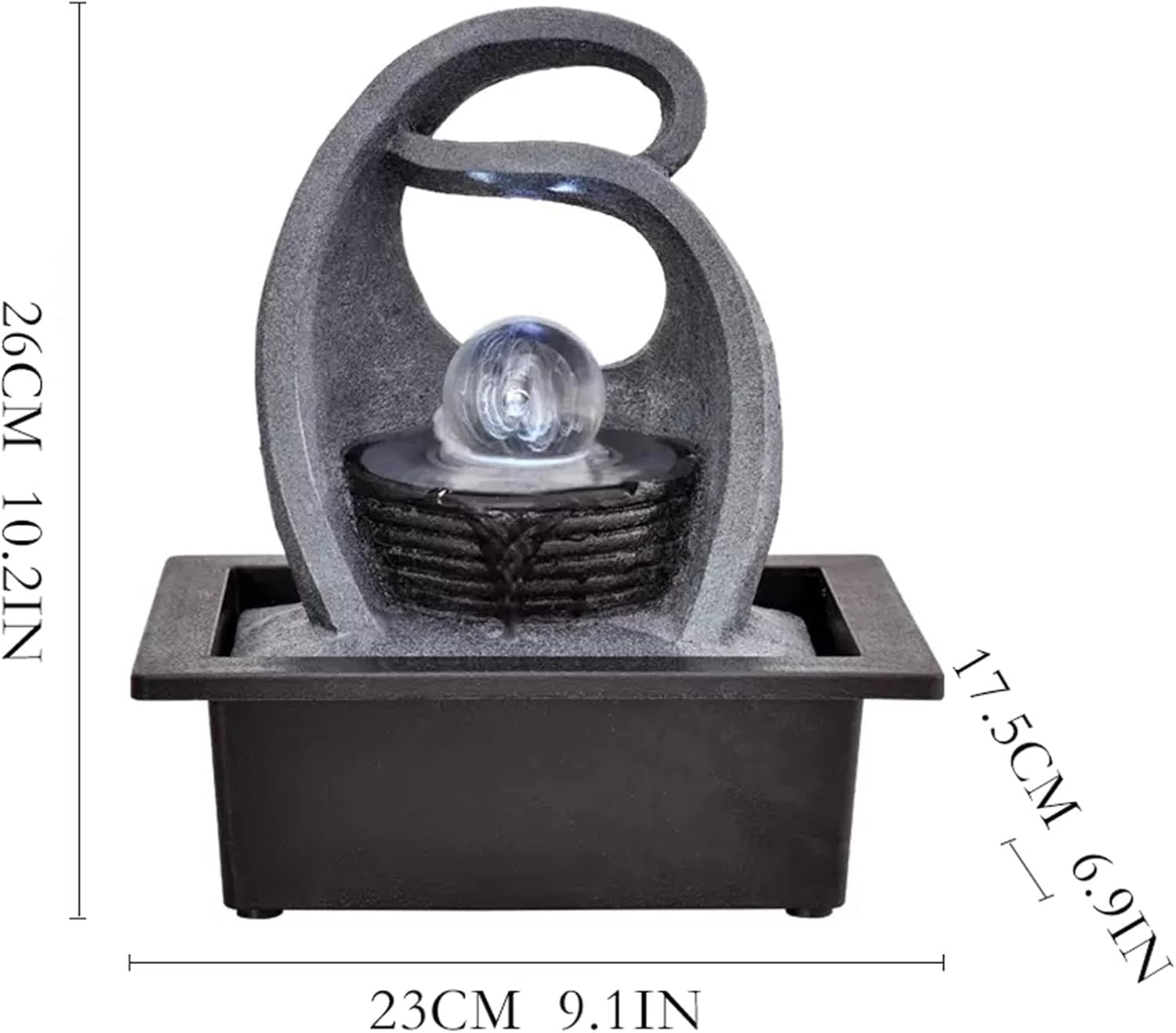 Indoor Water Fountain Tabletop Fountains Simple Desktop Circulating Water Ornaments Office Lucky Fountain Landscape Living Room Fortune Feng Shui Wheel Ball Meditation Fountain