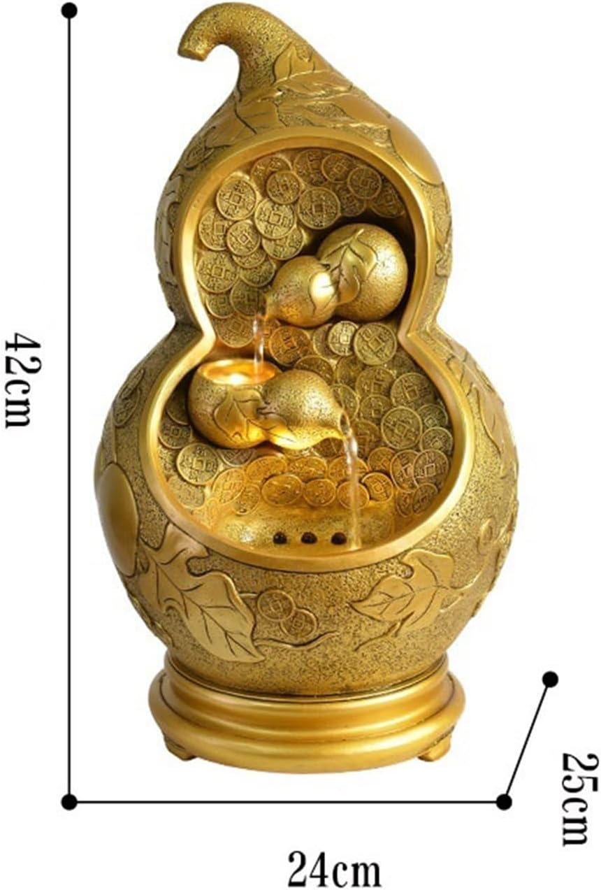 GLigeT Tabletop Fountain Creative Gourd Running Water Ornaments Housewarming Water Fountain Feng Shui Wheel Living Room Entrance Desktop Jewelry Water Fountain Decor(Large)