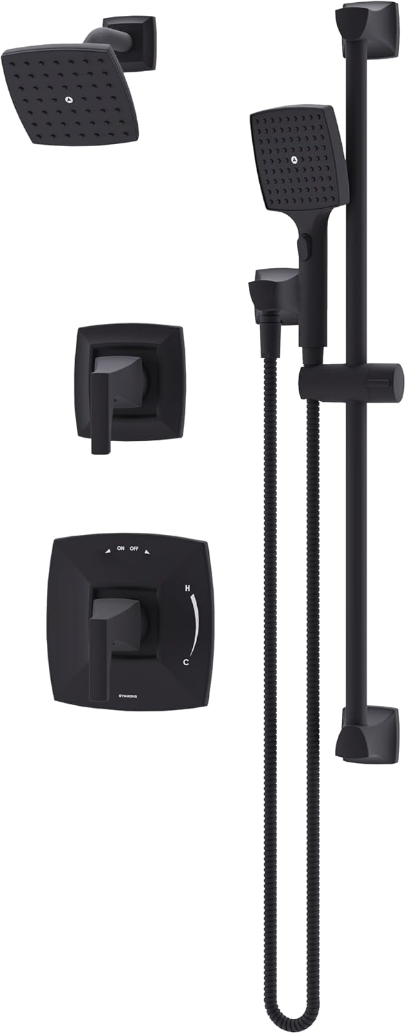 Symmons Oak HydroMersion Double Handle Shower Trim Kit with Hand Spray in Matte Black (Valve Not Included) - 5695MB15TRM
