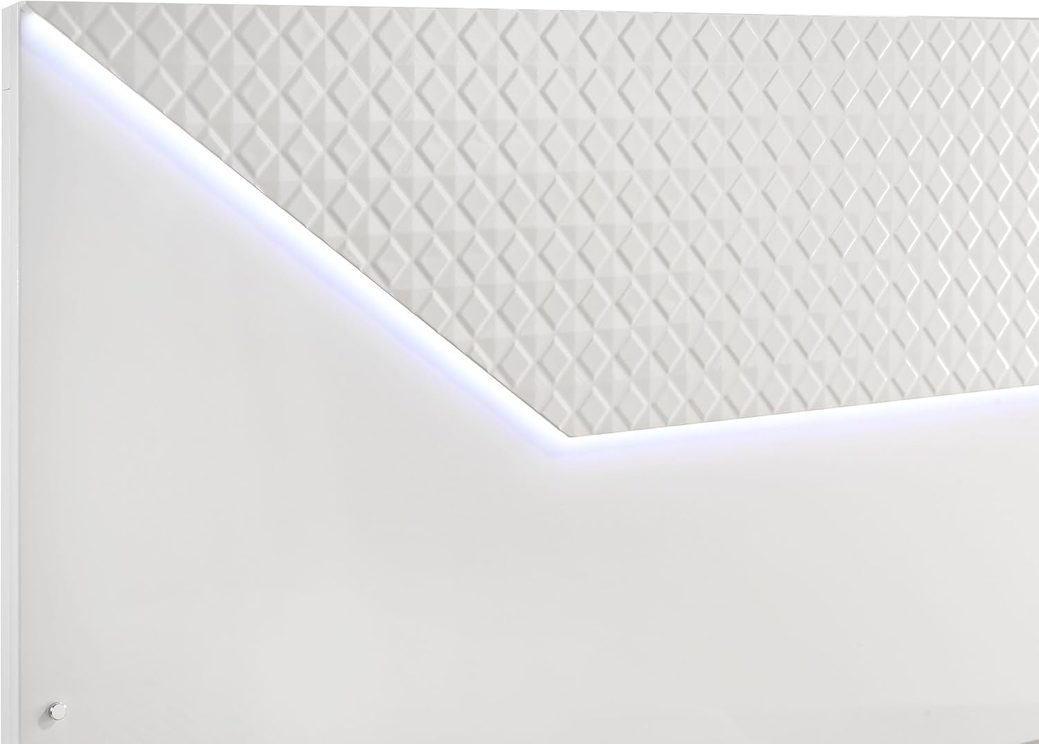 Coaster Home Furnishings Ives Contemporary 4-Piece Bedroom Set Queen Size LED Panel Bed Frame 57-inch Headboard White High Gloss 224941Q-S4