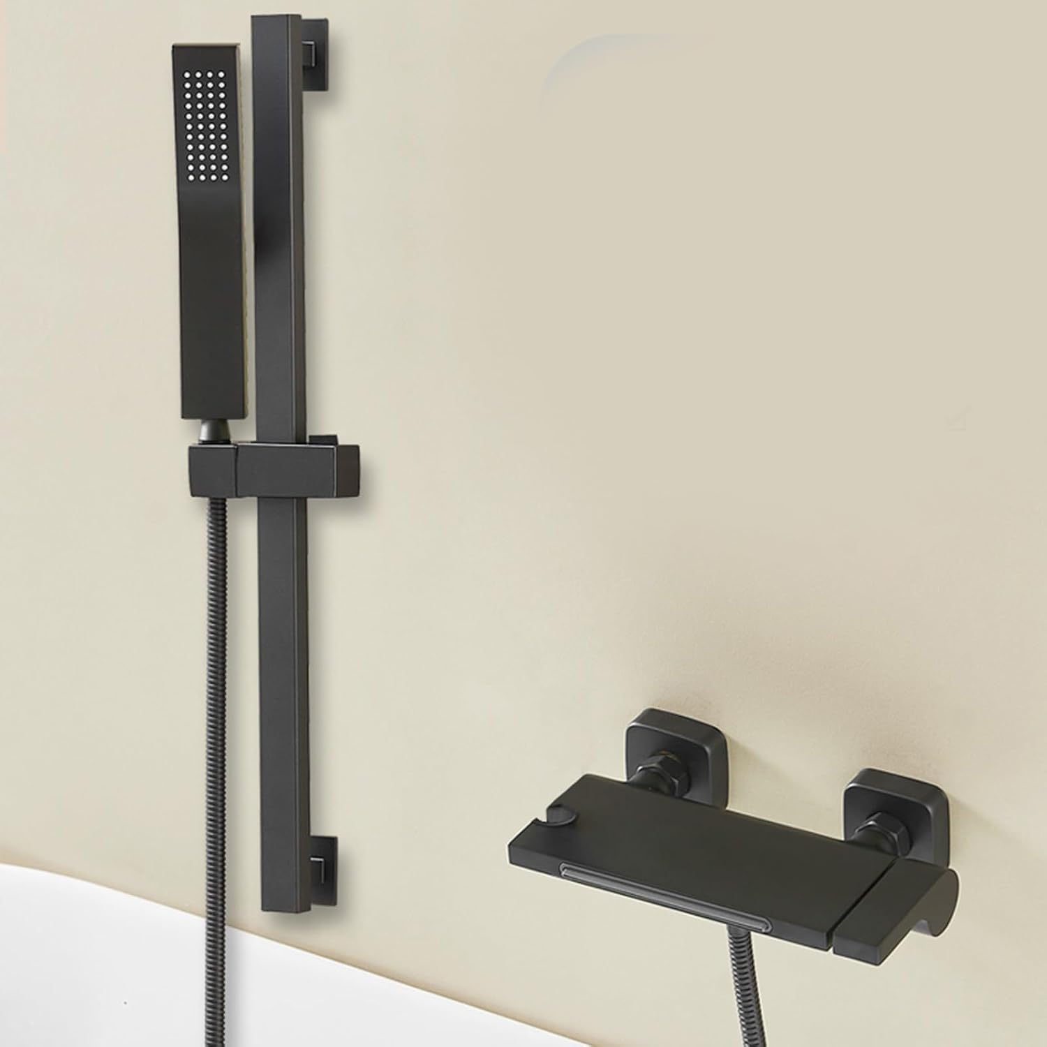 Easy Shower Set, Bathroom Shower Set, Utility Shower Set with Large Shelf, Waterfall Drain, Brass Body, Booster Shower Head, Silicone Spout, Suitable for Bathroom, Hotel, Gym, Pet Shop ( Color : Typic