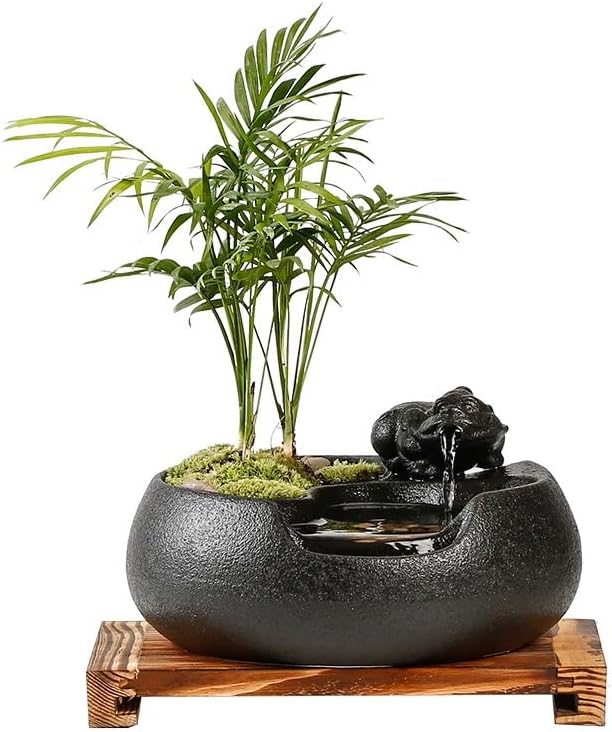GUERNSEY Tabletop Fountain Tabletop Fountain Creative Flowing Water Home Interior Small Ornaments Desk Surface Potted Plant Micro Landscape Indoor Fountain