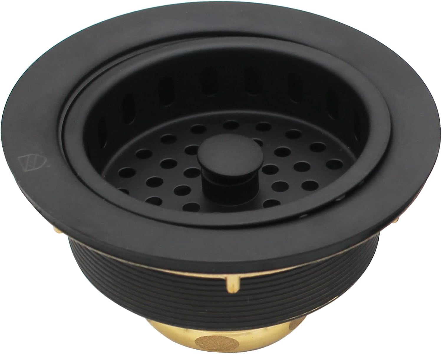 Westbrass CO2165S-62 COMBO PACK 3-1/2' Post Style Large Kitchen Sink Basket Strainer and Waste Disposal Drain Flange with Basket Strainer, Matte Black