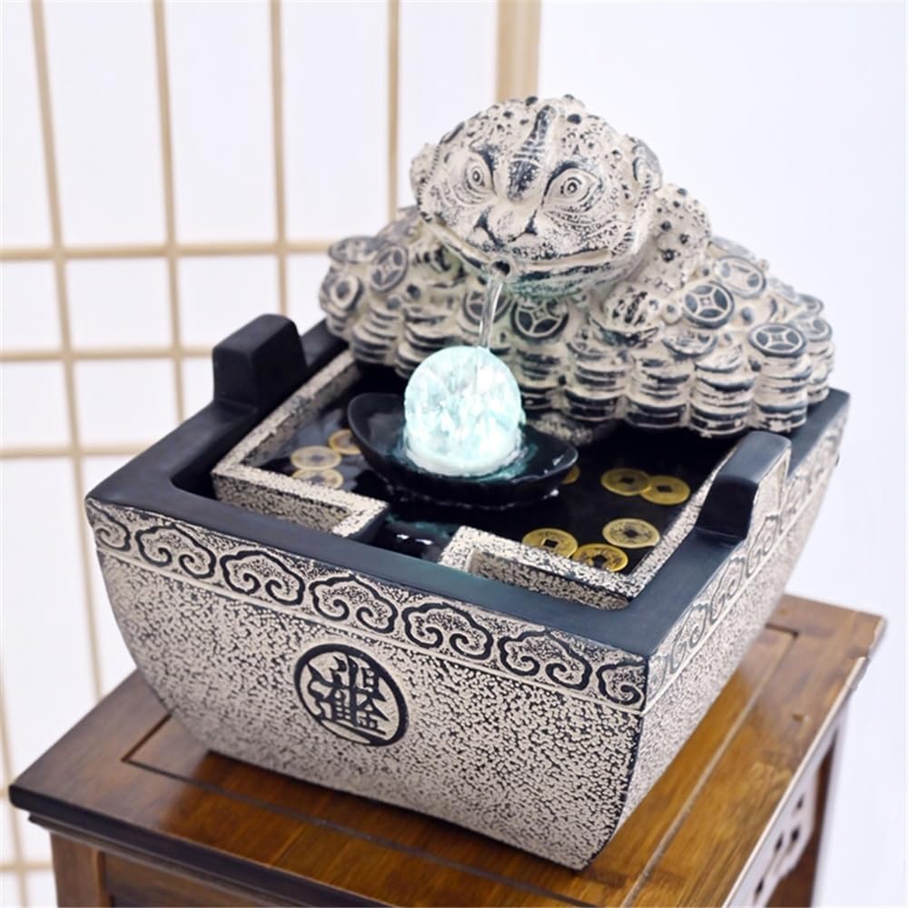 GRFIT Indoor Fountain Tabletop Relaxation Fountain with Golden Toad Table Fountain