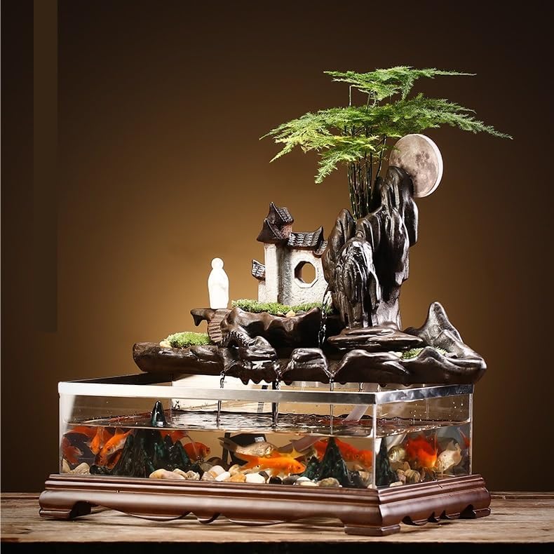 Tabletop Fountains Fish Tank Water Landscape Office Home Circulation Fountain Landscaping Living Room Porch Wine Cabinet Decorative Ornaments Table Top Fountains Indoor