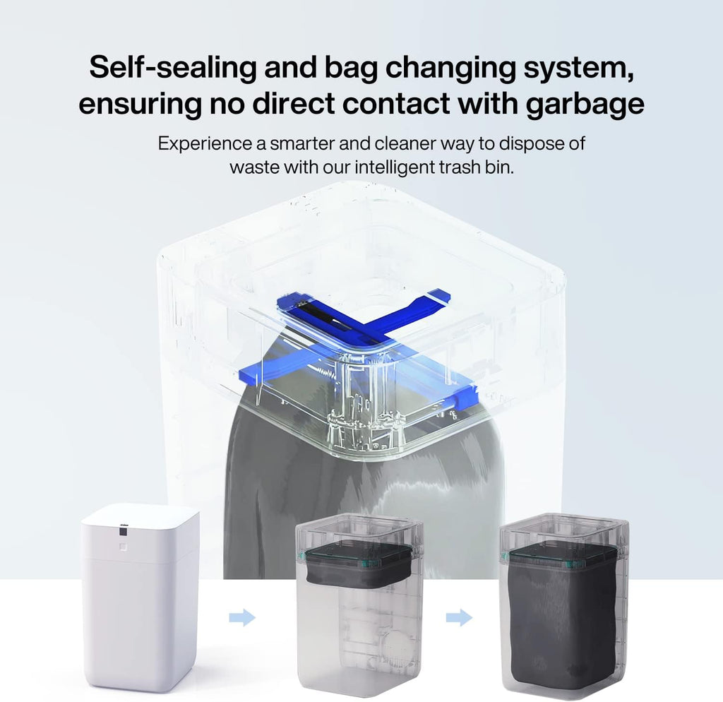 Airdeer Automatic Trash Can, 4 Gallon Self Sealing and Self-Changing Smart Trash Can, Motion Sensor, Touchless Garbage can with lid for Kitchen Bathroom Bedroom, 6 Refill Rings(A1, Black Line)