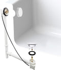 Westbrass A50P35TLE-50 35' Cable Drive Bath Drain Trim Kit with Rotary Overflow Cover Knob, European Stopper and Poly Tubular Pipes, White