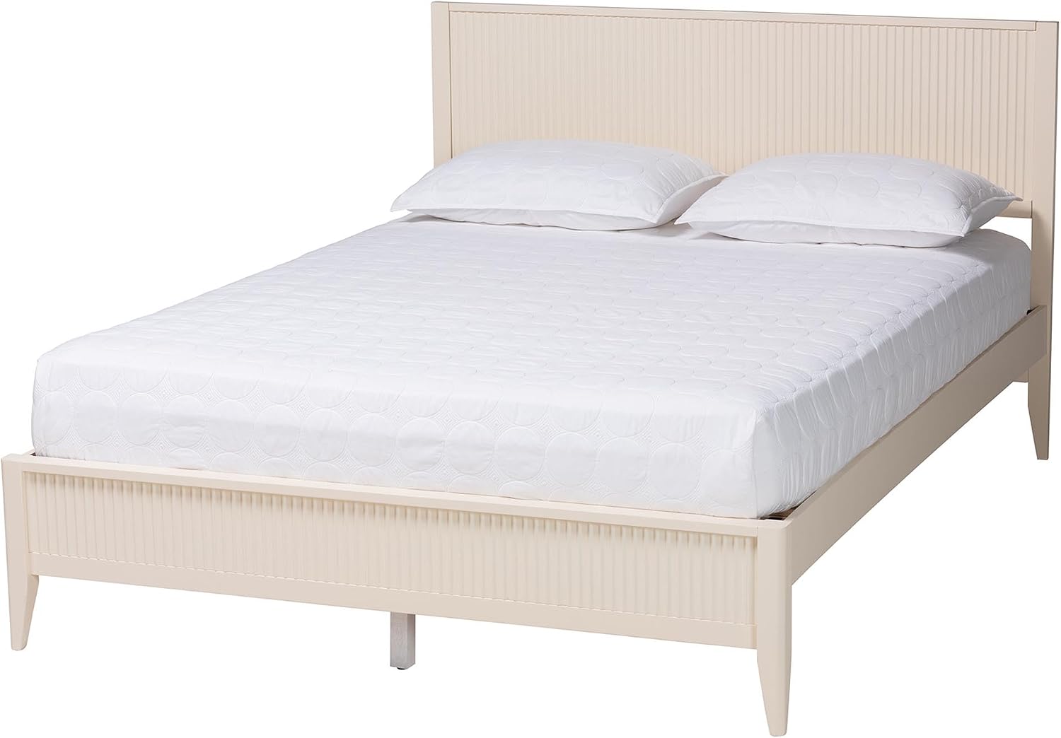 Baxton Studio Primrose Fluted Wood Platform Bed Set, 4-Piece, King, Ivory
