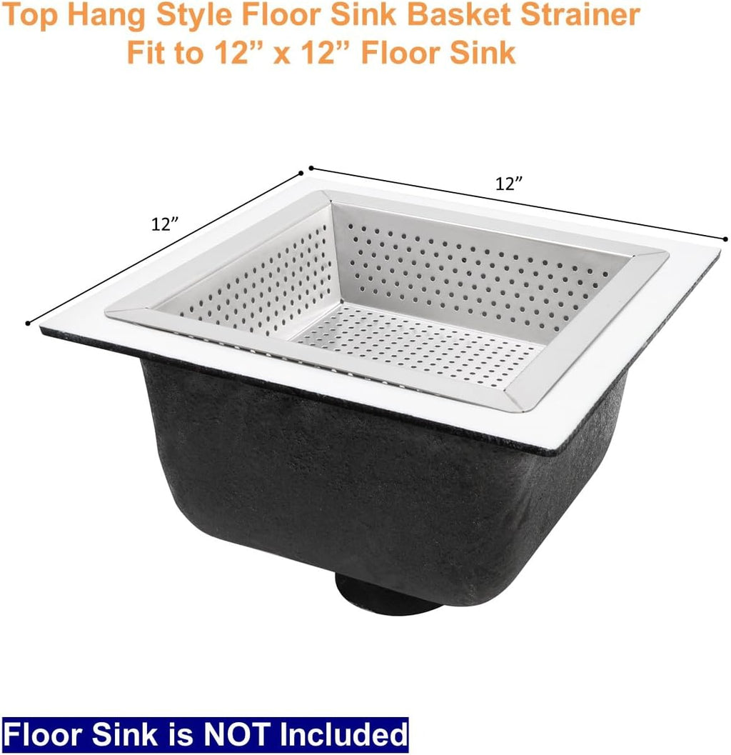 Leyso Stainless Steel Floor Sink Top Hang Basket Strainer Sink Drain Cover 10' x 10' x 2-1/2' for Kitchen, Restaurant, Bar, Buffet (2-1/2'H SS x 4)