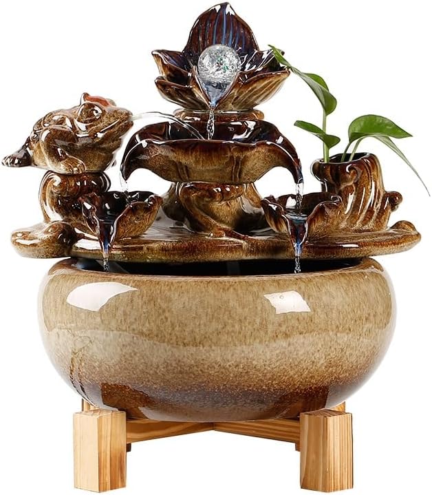 GUERNSEY Tabletop Fountain Tabletop Fountain Ceramic Flowing Water Ornaments Living Room Office Hall Desktop Home Decorations Indoor Fountain
