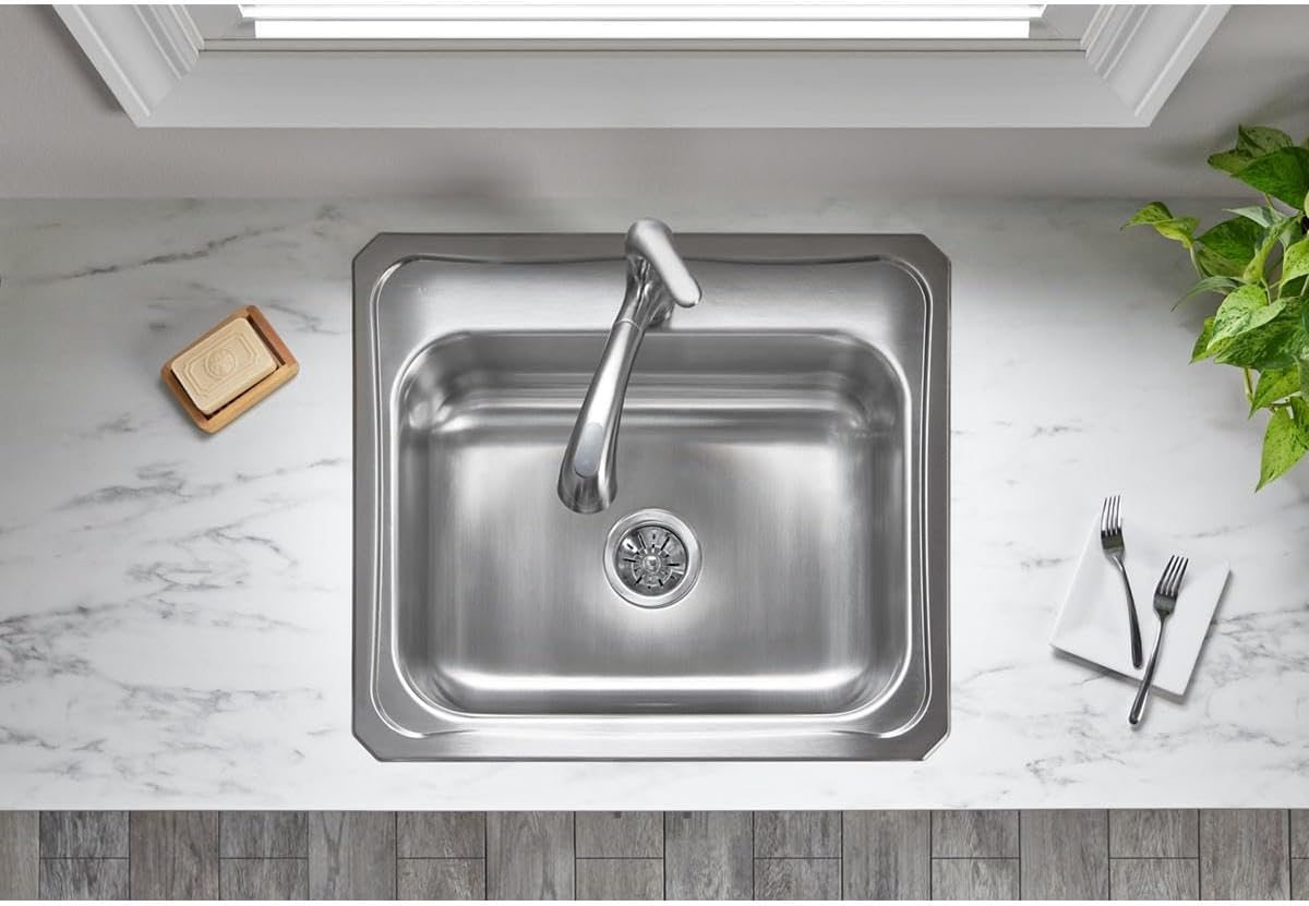 Elkay LK99 3-1/2' Deluxe Drain with Type 304 Stainless Steel Body, Strainer Basket, Rubber Seal, and Tailpiece