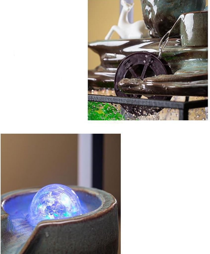 GUERNSEY Tabletop Fountain Chinese Desktop Water Fountain Creative Simple Circulating Water Ornaments Living Room Office Desktop Fish Tank Indoor Waterfall Feature Indoor Fountain