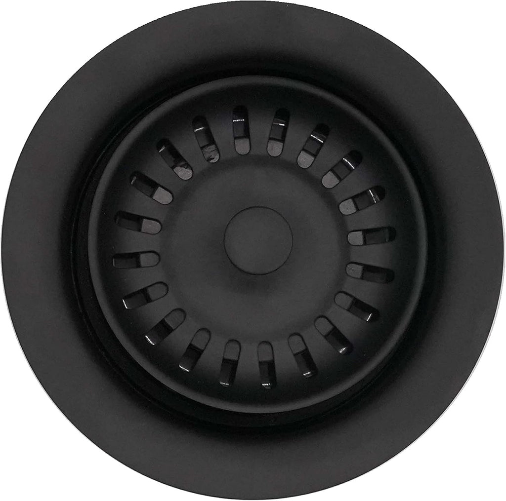 Westbrass CO2195S-62 Combo Pack 3-1/2' Wing Nut Twist Style Large Basket Extra-Deep Collar Kitchen Sink Waste Disposal Flange with Strainer Stopper, Matte Black