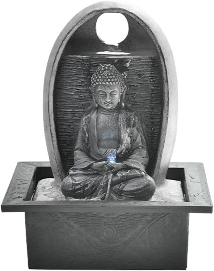 GLigeT Tabletop Fountain Circular Water Fountain Office Desktop Water Landscape Decoration Zen Buddha Fountain Ornament Desktop Decoration Water Fountain Decor