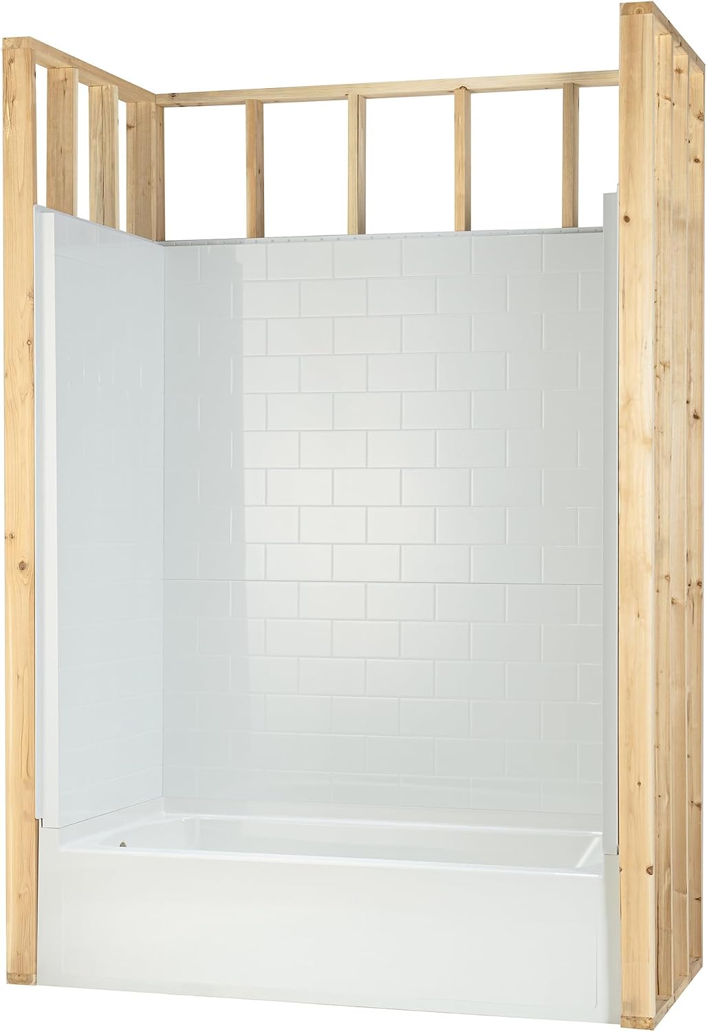 WOODBRIDGE 60' x 32' Four-Piece Direct-to-Stud Alcove Tub Surround with Left-Drain Soaking Bathtub Combo in White