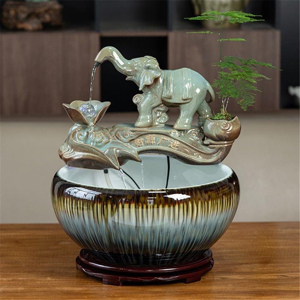 Tabletop Ceramic Fish Tank Tabletop Fountain for Indoor and Home Decoration Table Desk Office Patio Decor