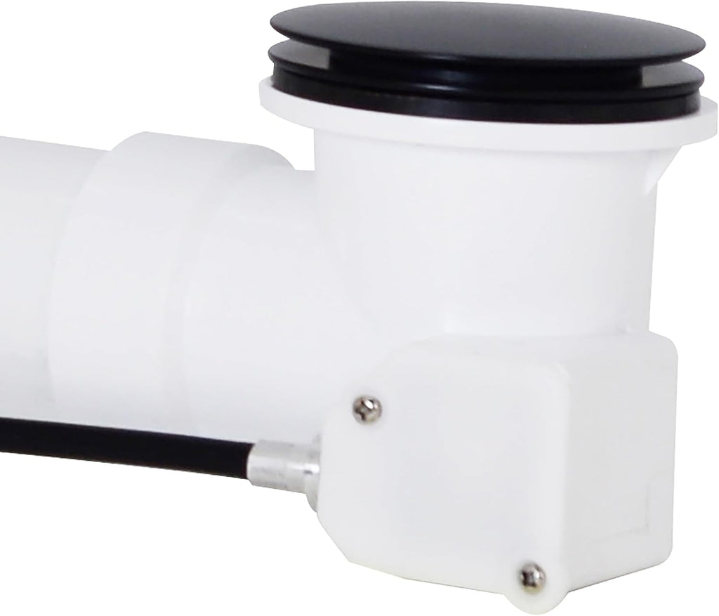 Westbrass D50P45SRE-62 45' Cable Drive Bathtub Drain Trim with Rotary Overflow Cover Knob, Pop-Up Stopper SCH. 40 PVC Fittings, Matte Black