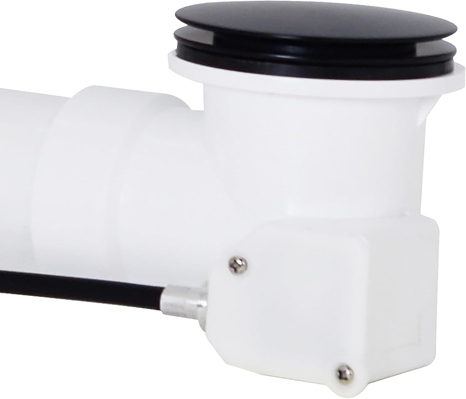 Westbrass D50P45SRE-62 45' Cable Drive Bathtub Drain Trim with Rotary Overflow Cover Knob, Pop-Up Stopper SCH. 40 PVC Fittings, Matte Black