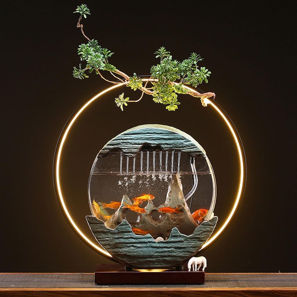 GUERNSEY Tabletop Fountain Ornament Fountain Circulating Water Fish Tank Desktop Living Room Decoration Study Desktop Fountain Indoor Fountain