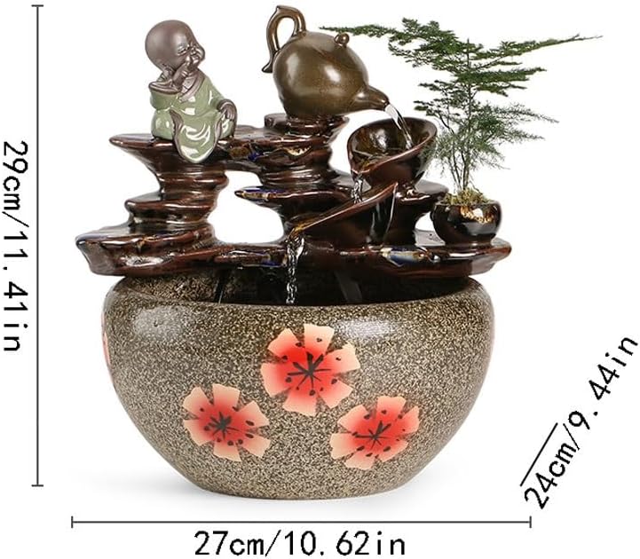 GUERNSEY Tabletop Fountain Tabletop Fountains Creative Flowing Water Ceramic Desktop Fountain Ornaments Chinese Style Home Living Room Desktop Decorative Fountain Indoor Fountain