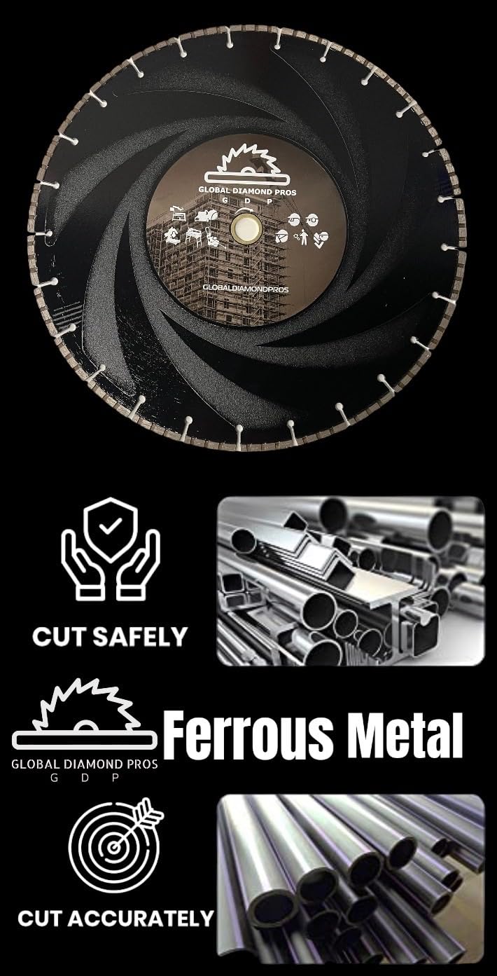 16' Ductile Iron Diamond Saw Blade for Hard Metals, Concrete, Ductile Pipe, 1'-20mm Arbor