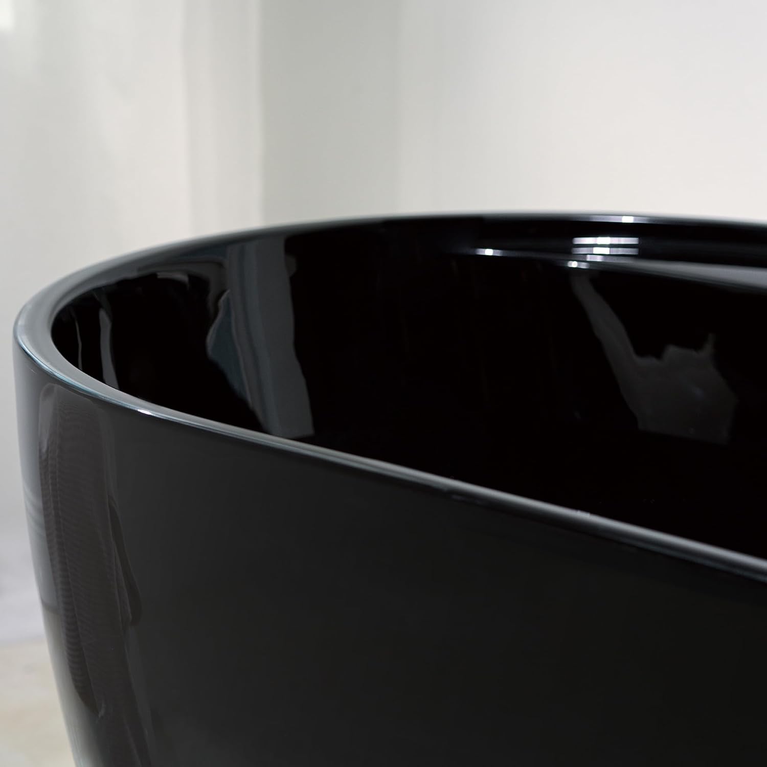 WOODBRIDGE 72' L x 35-3/8' W Freestanding Contemporary Acrylic Soaking Bathtub in Glossy Black Inside and Outside with Brushed Nickel Drain & Overflow,B8859-BN
