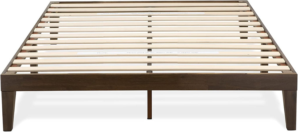 East West Furniture DNP-22-Q Queen Platform Bed Frame with 4 Solid Wood Legs and 2 Extra Center Legs - Walnut Finish