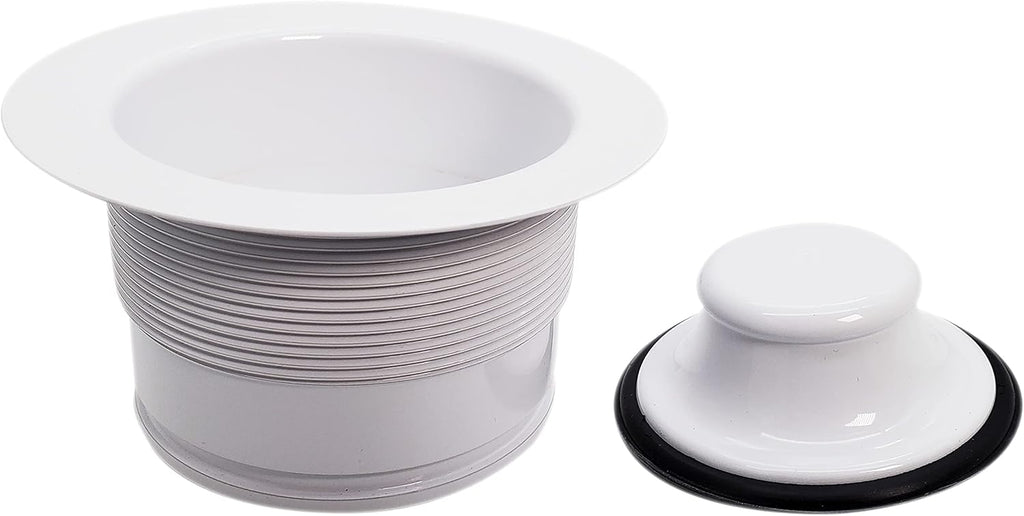 Westbrass CO2175-50 Combo Pack 3-1/2' Wing Nut Twist Style Large Kitchen Sink Basket Strainer and Waste Disposal Drain Flange with Stopper, Powder Coat Whte