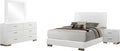 Coaster Home Furnishings Felicity Contemporary 4-Piece Bedroom Set Queen Size Panel Bed Frame 51-inch Headboard White High Gloss 203501Q-S4