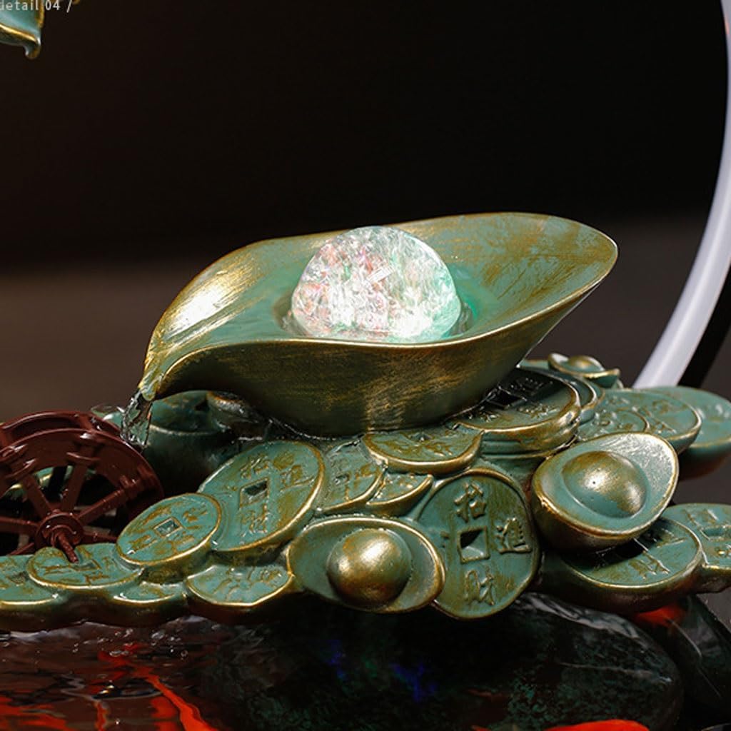 GUERNSEY Tabletop Fountain Chinese Style Water Fountain Fish Tank Ornaments Living Room Desk Decoration Circulating Water Study Desktop Fountain Indoor Fountain