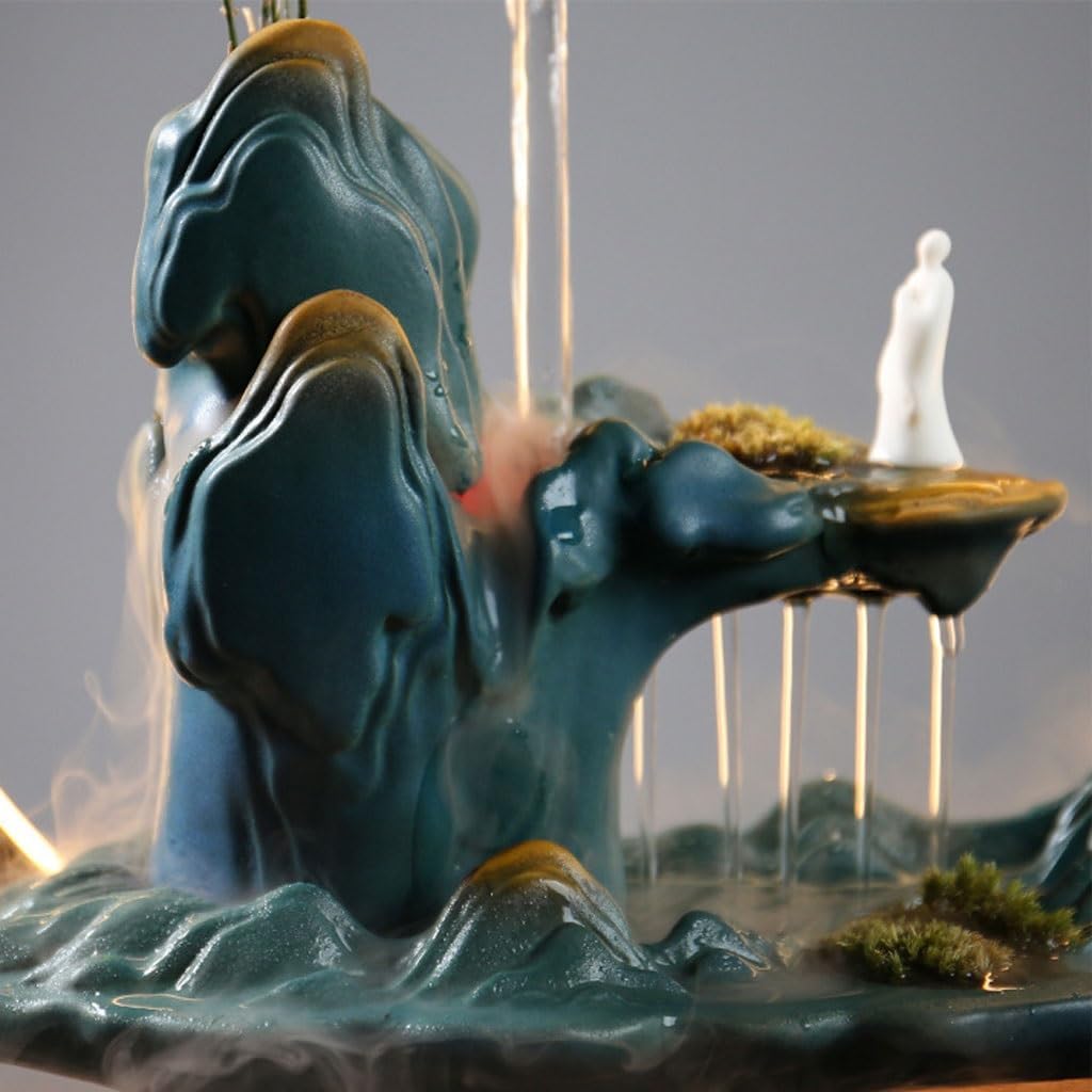 GUERNSEY Tabletop Fountain Desktop Fish Tank Water Ornaments Rockery Fountain Circulating Water Wheel Living Room Porch Chinese Ornaments Indoor Fountain