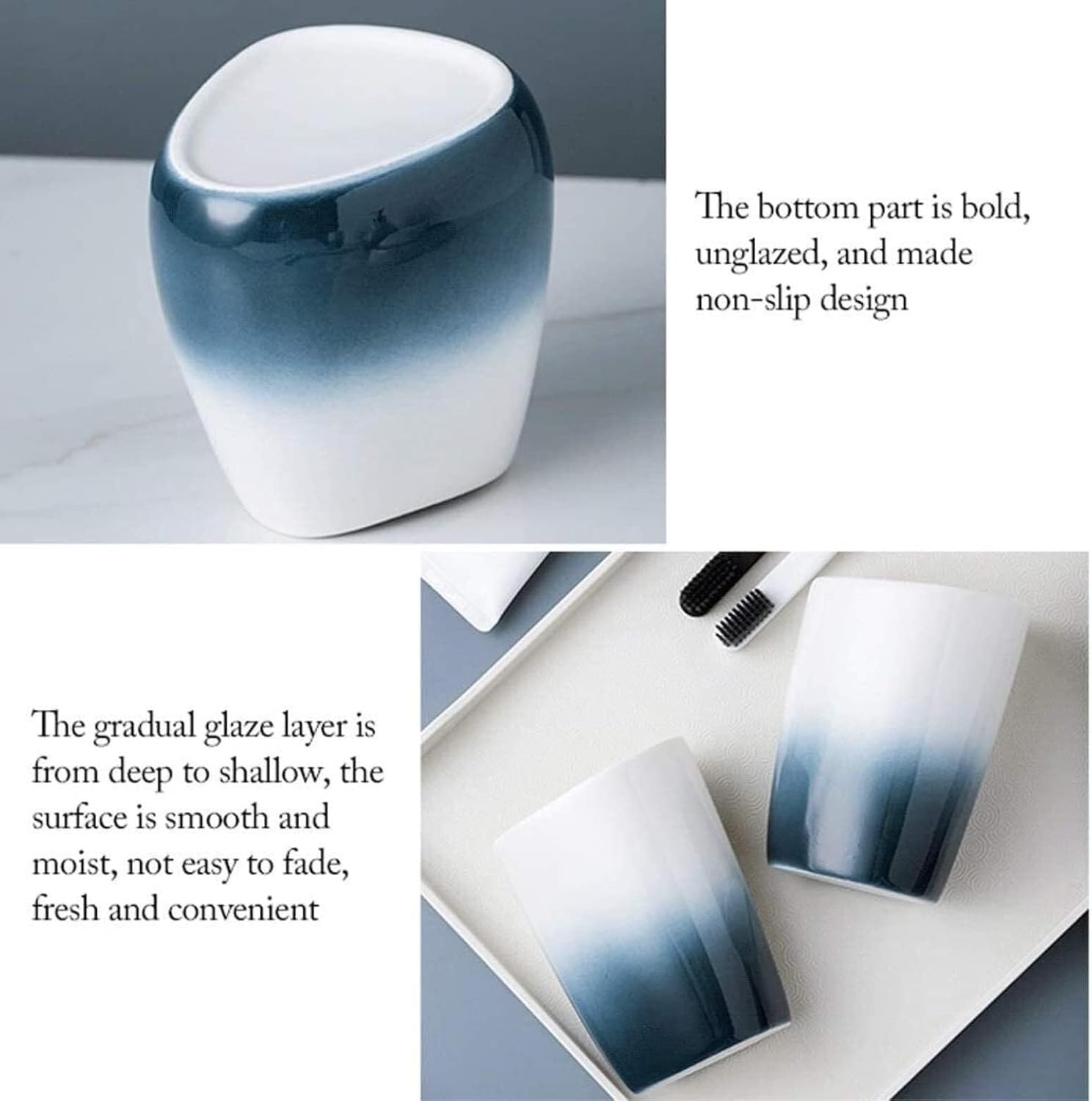 Countertop Organizer for Bathroom 6 Piece Bathroom Accessory Set Blue Ceramic Soap Dispenser Retro Toothbrush Holder Home Decor