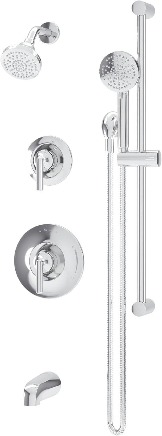 Symmons Birch HydroMersion Double Handle Tub and Shower Trim Kit with Hand Spray in Polished Chrome (Valve Not Included) - 599615TRM