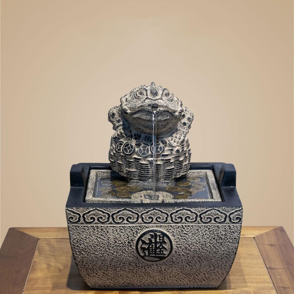 GRFIT Indoor Fountain Tabletop Relaxation Fountain with Golden Toad Table Fountain